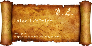 Maler Lőrinc névjegykártya
